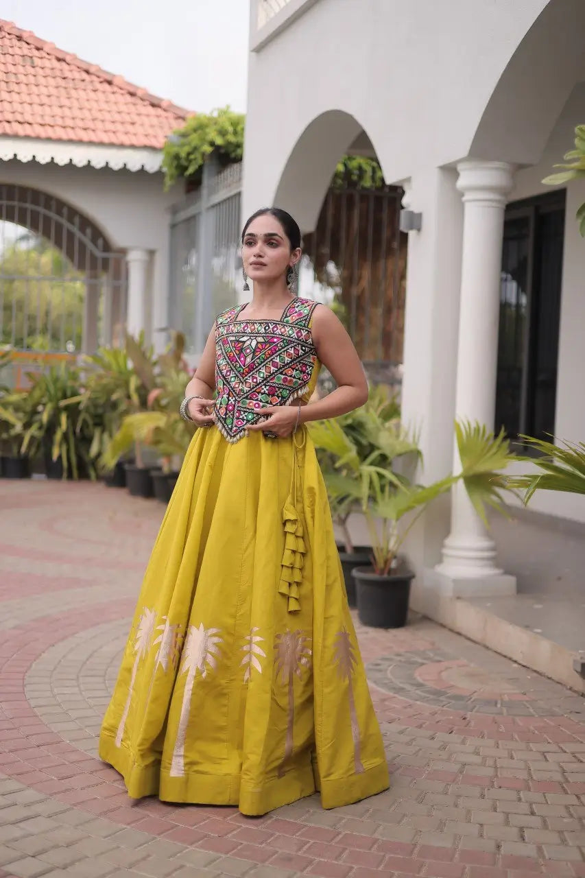 Palm Motif Gota Lehenga Set