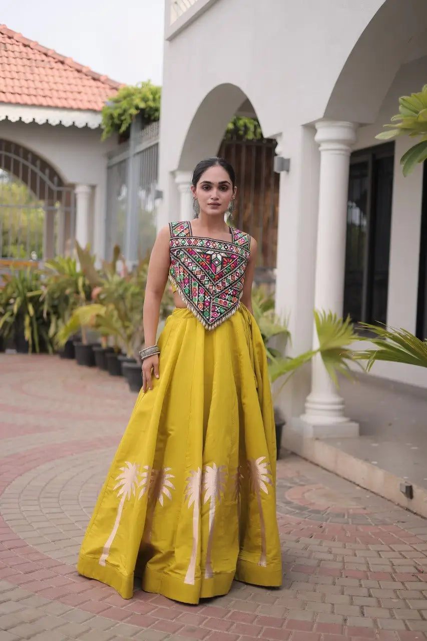Palm Motif Gota Lehenga Set
