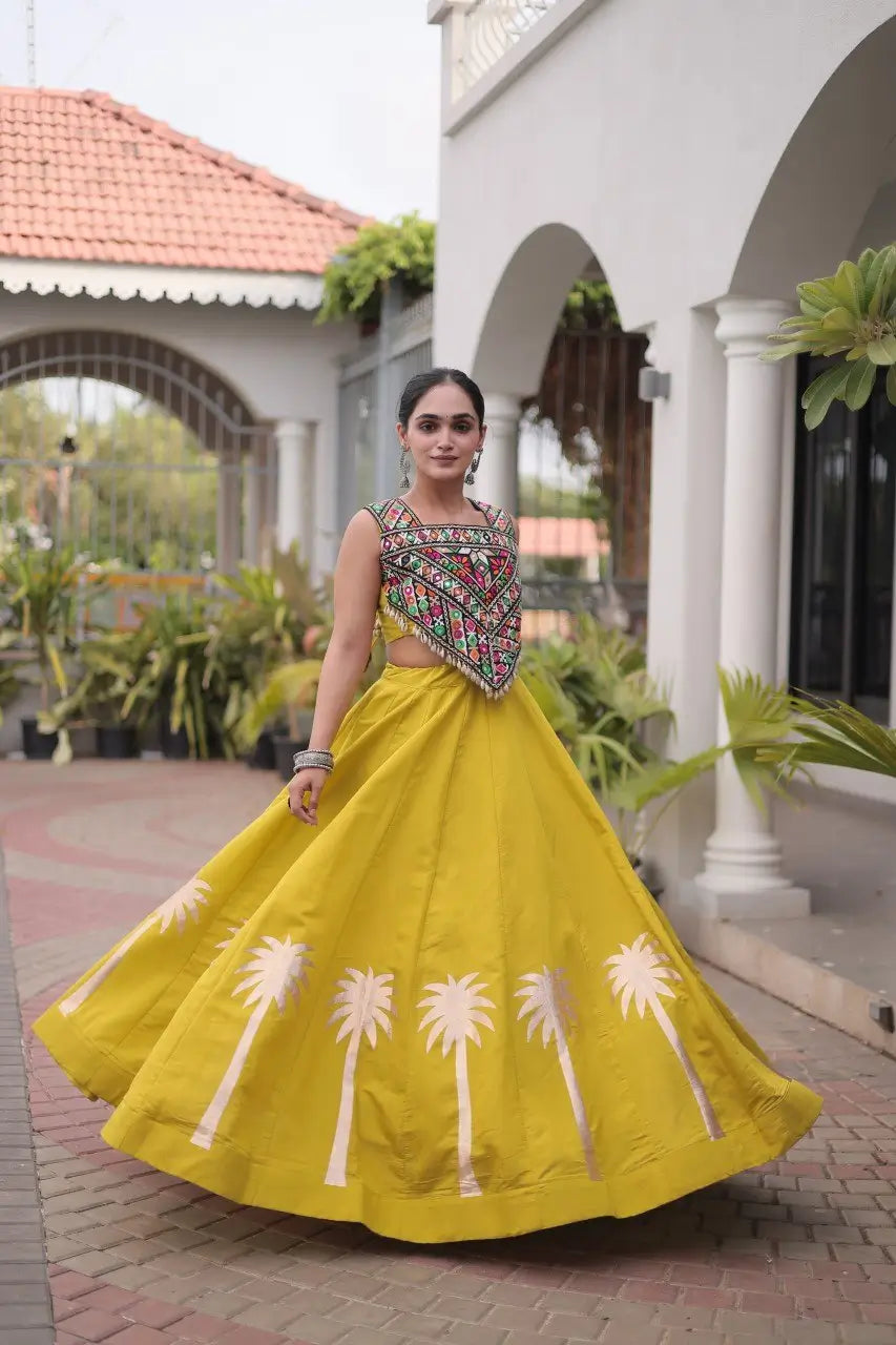 Palm Motif Gota Lehenga Set