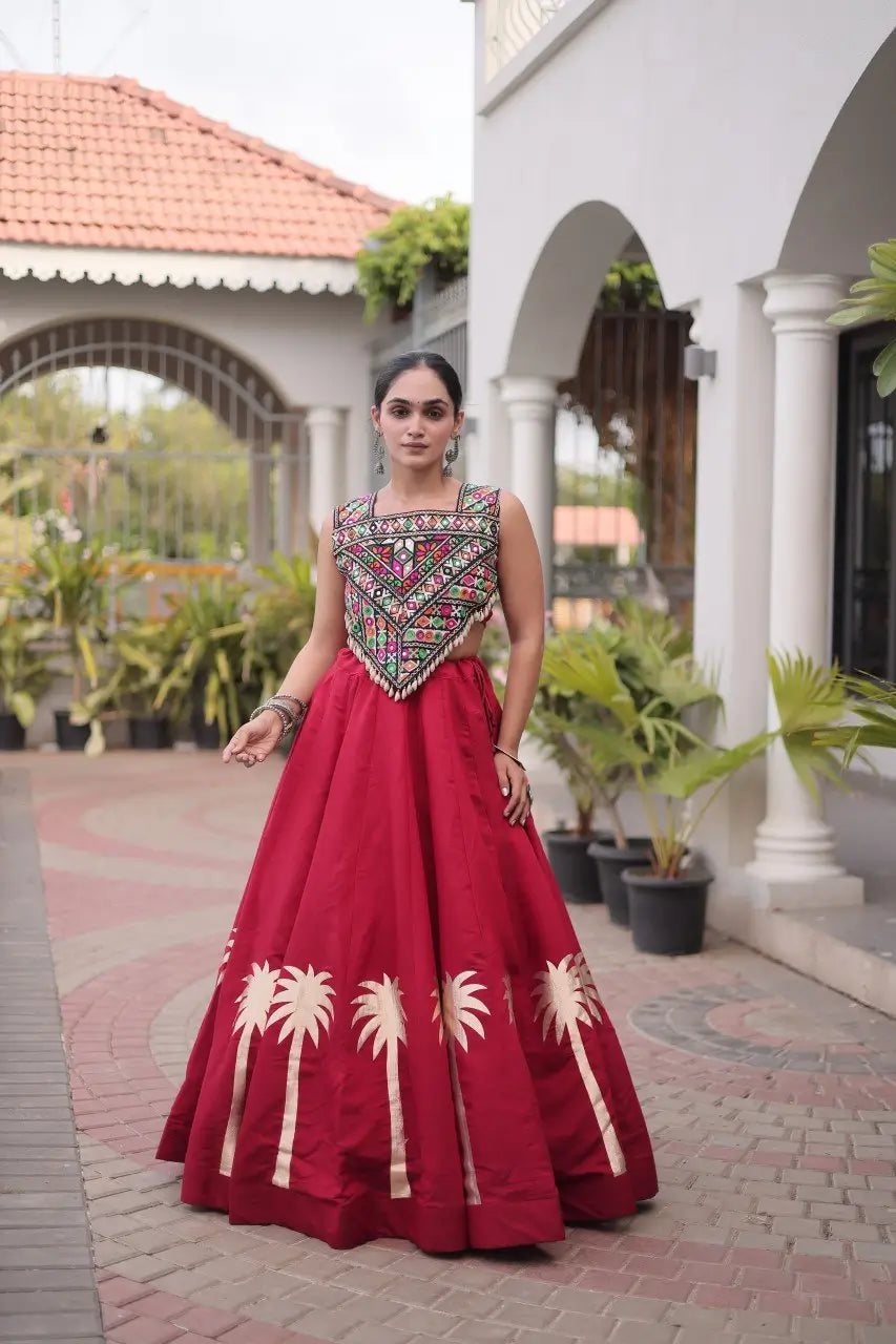 Palm Motif Gota Lehenga Set