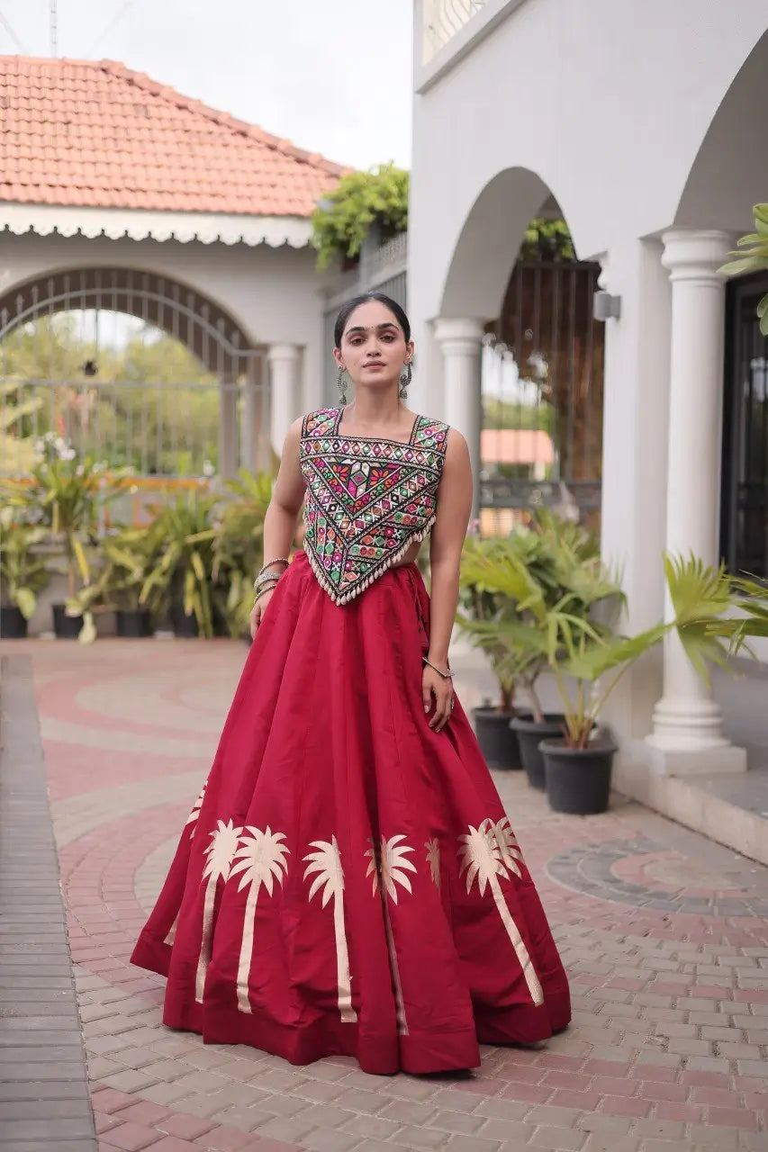 Palm Motif Gota Lehenga Set
