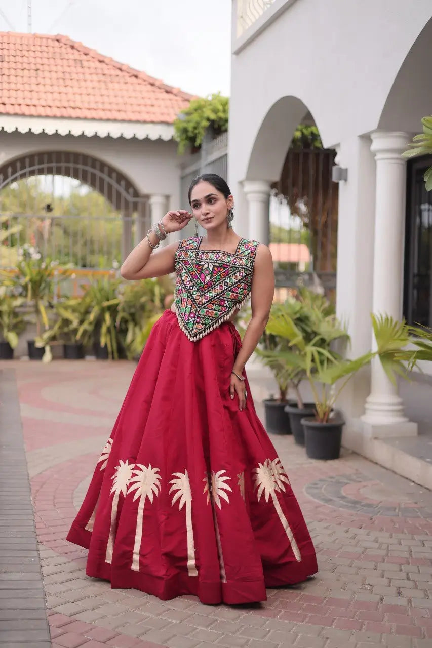 Palm Motif Gota Lehenga Set