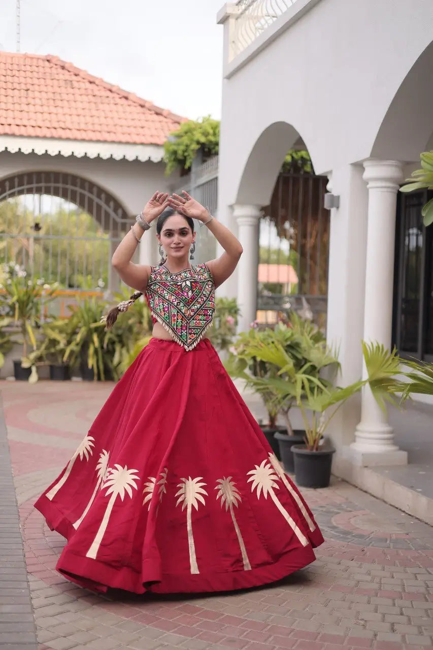 Palm Motif Gota Lehenga Set