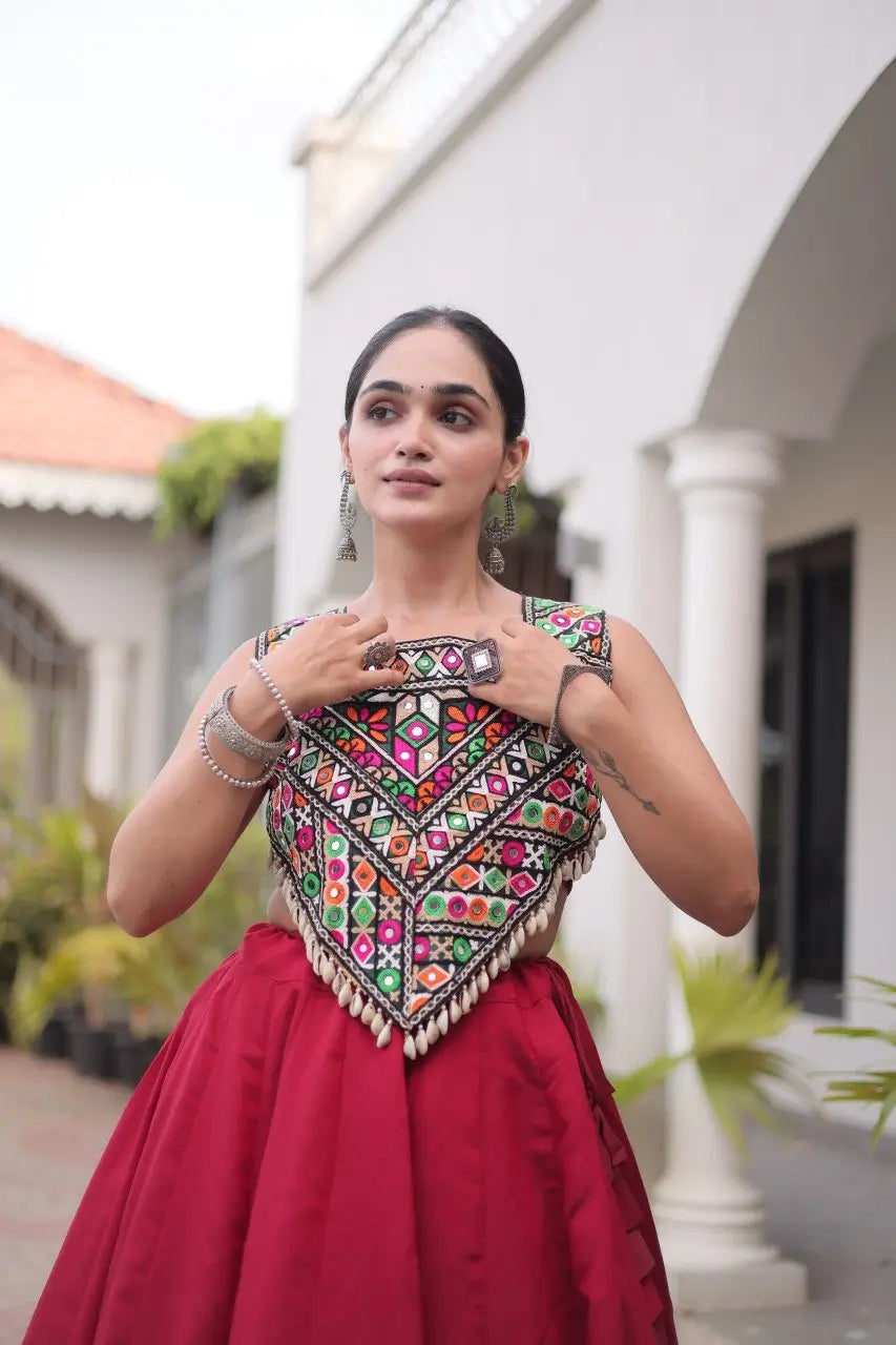 Palm Motif Gota Lehenga Set