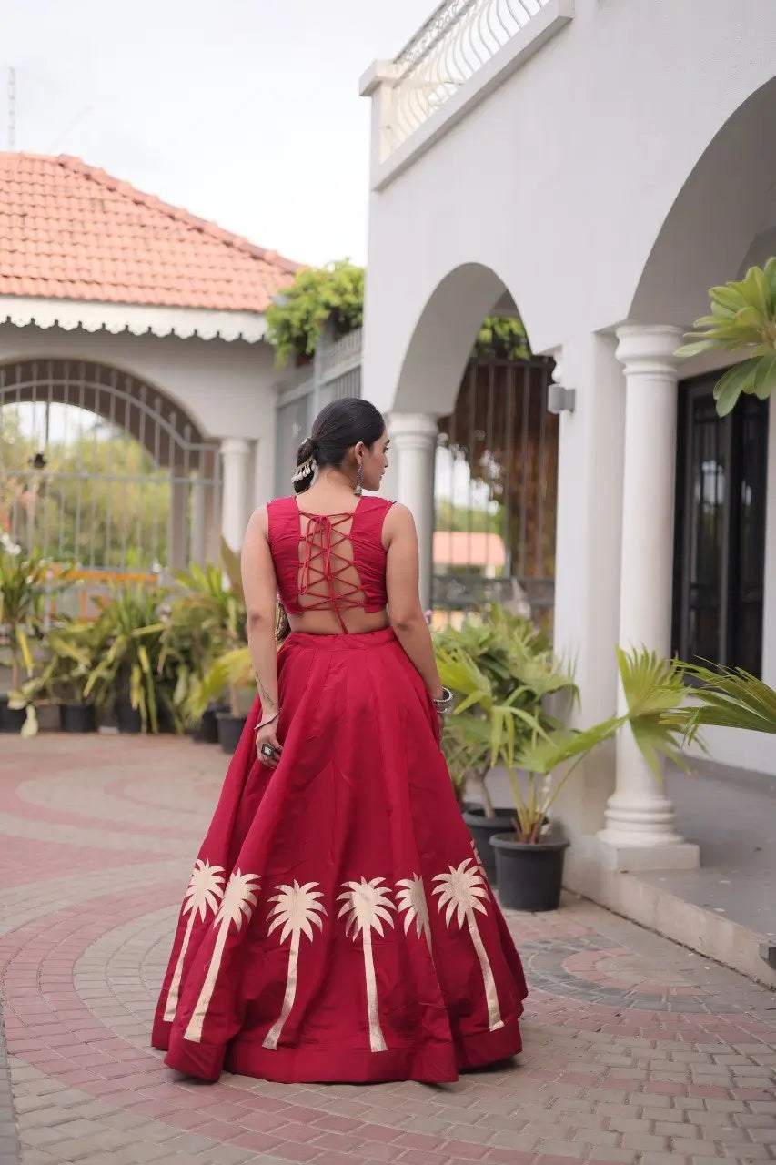 Palm Motif Gota Lehenga Set