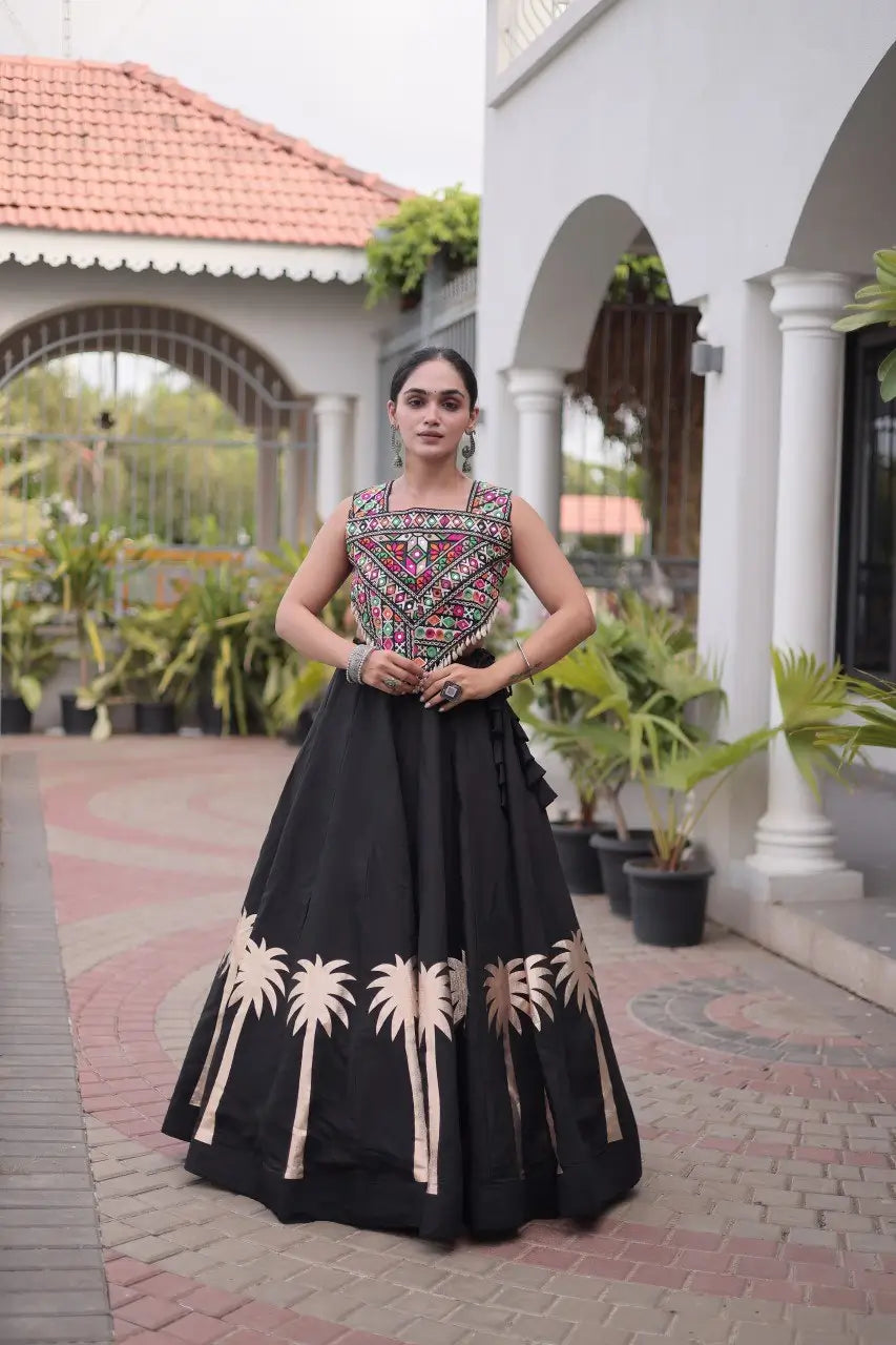 Palm Motif Gota Lehenga Set