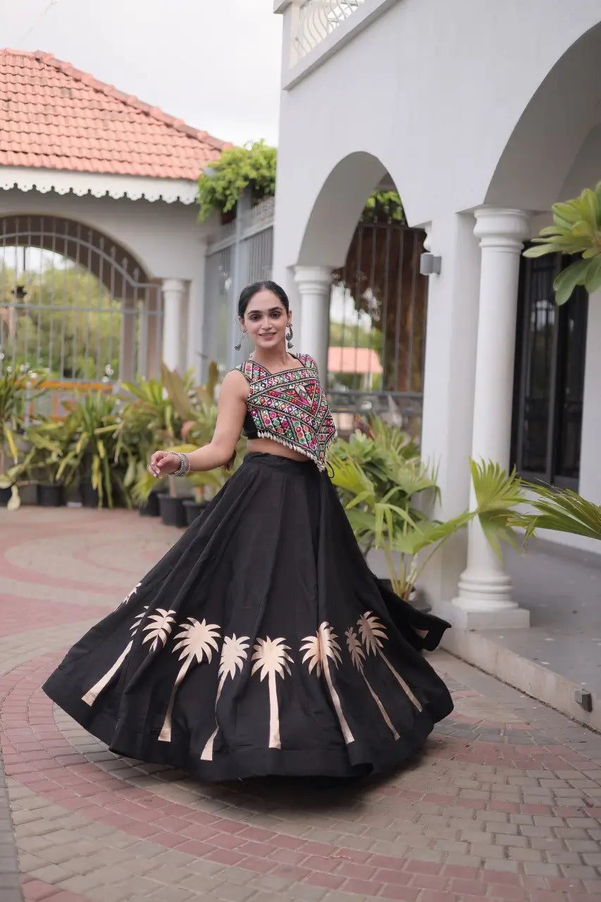 Palm Motif Gota Lehenga Set