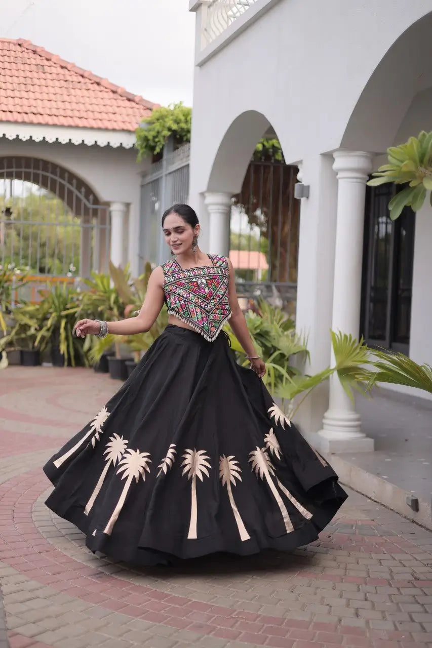 Palm Motif Gota Lehenga Set
