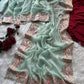 Pastel Embroidered Moss Chiffon Saree for Wedding and Festive Wear