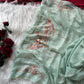 Pastel Embroidered Moss Chiffon Saree for Wedding and Festive Wear
