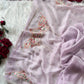 Pastel Embroidered Moss Chiffon Saree for Wedding and Festive Wear