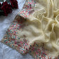 Pastel Embroidered Moss Chiffon Saree for Wedding and Festive Wear