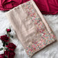 Pastel Embroidered Moss Chiffon Saree for Wedding and Festive Wear
