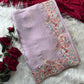 Pastel Embroidered Moss Chiffon Saree for Wedding and Festive Wear