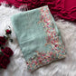 Pastel Embroidered Moss Chiffon Saree for Wedding and Festive Wear