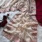 Pastel Embroidered Moss Chiffon Saree for Wedding and Festive Wear