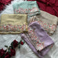Pastel Embroidered Moss Chiffon Saree for Wedding and Festive Wear