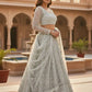 Pastel Grey Embroidered Diamond Silk Lehenga Set