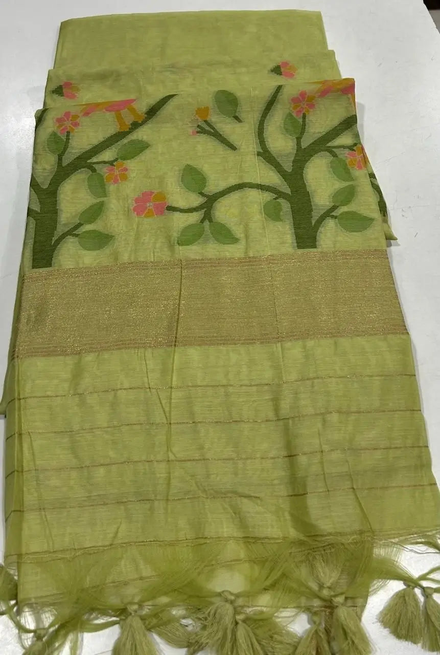 Pastel Jamdani Weave Saree for Summer, Festive and Day Occasion Wear