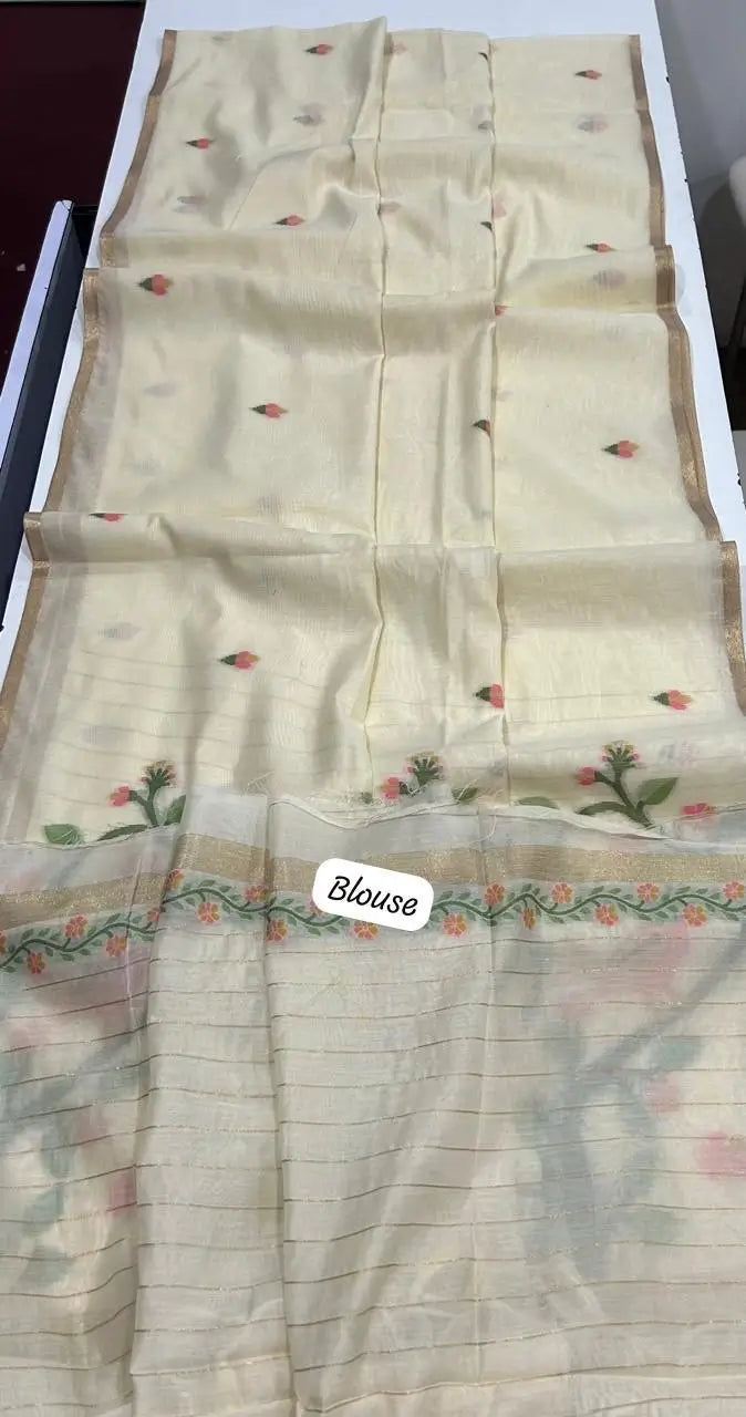 Pastel Jamdani Weave Saree for Summer, Festive and Day Occasion Wear