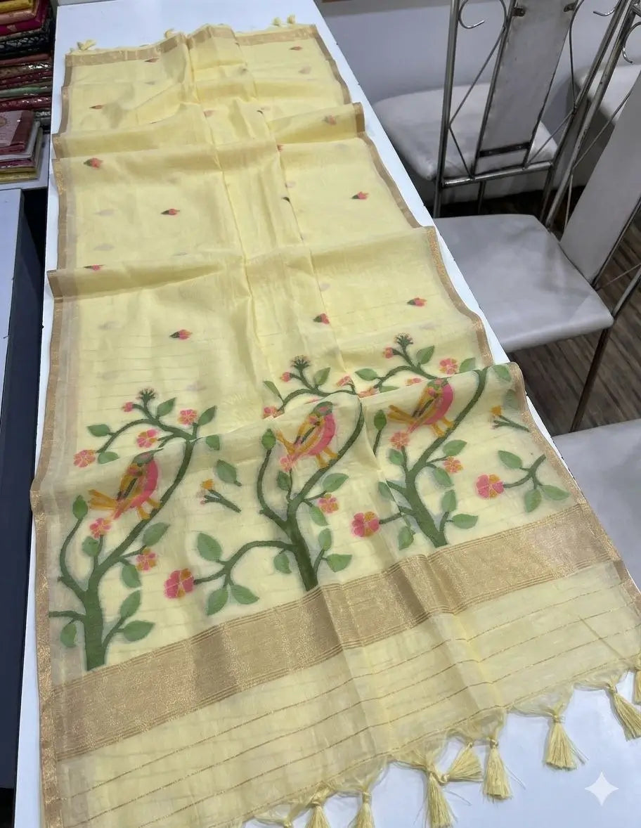 Pastel Jamdani Weave Saree for Summer, Festive and Day Occasion Wear