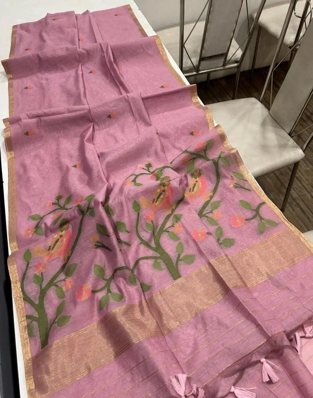 Pastel Jamdani Weave Saree for Summer, Festive and Day Occasion Wear