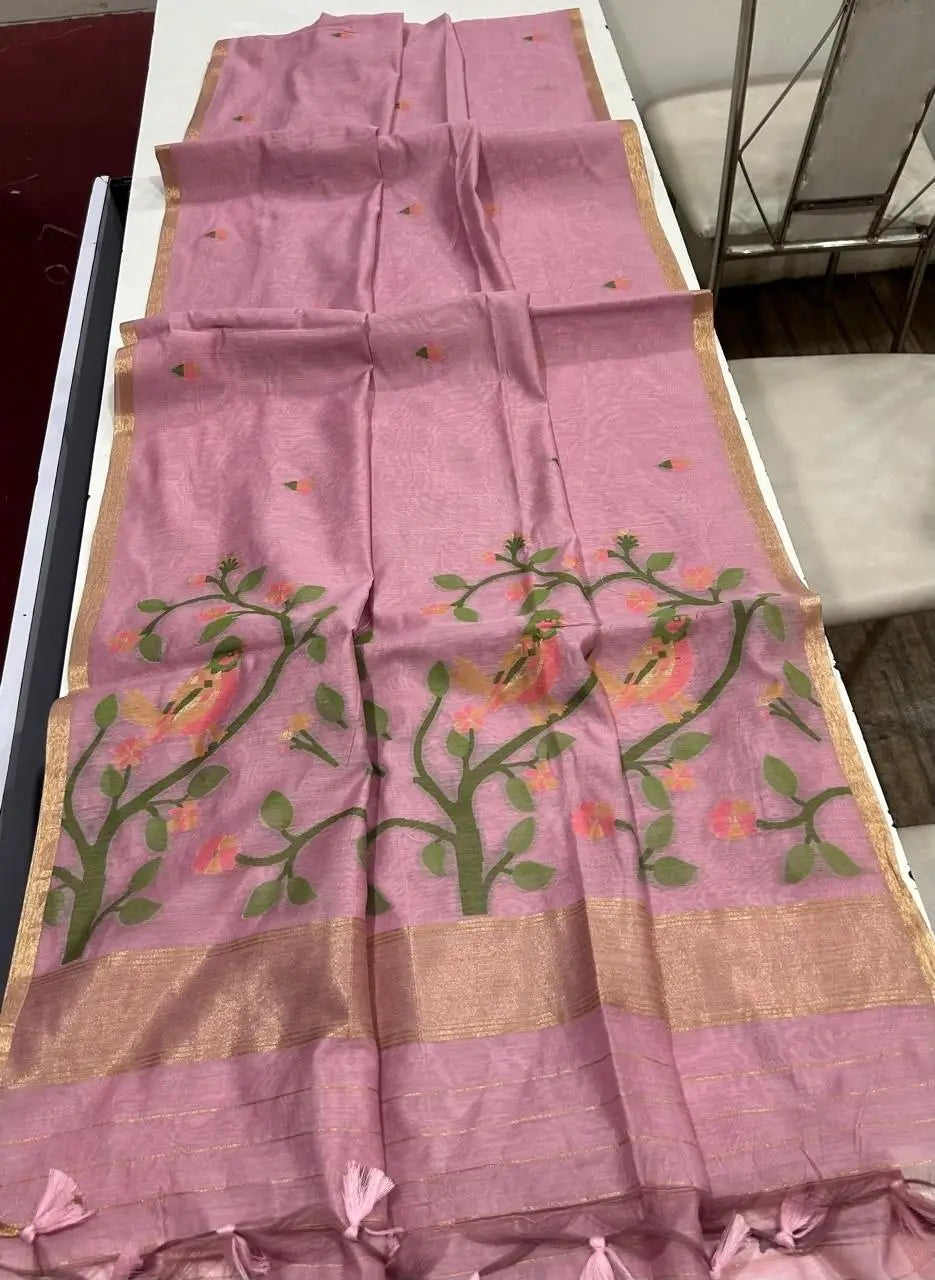 Pastel Jamdani Weave Saree for Summer, Festive and Day Occasion Wear