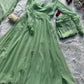 Pastel Mint Green & Lavender Georgette Anarkali Suit Set with 8 Meter Flair & Mirror Lace Dupatta