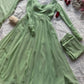 Pastel Mint Green & Lavender Georgette Anarkali Suit Set with 8 Meter Flair & Mirror Lace Dupatta