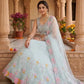 Pastel Organza Embroidered Lehenga Choli Set for Wedding and Festive Occasions
