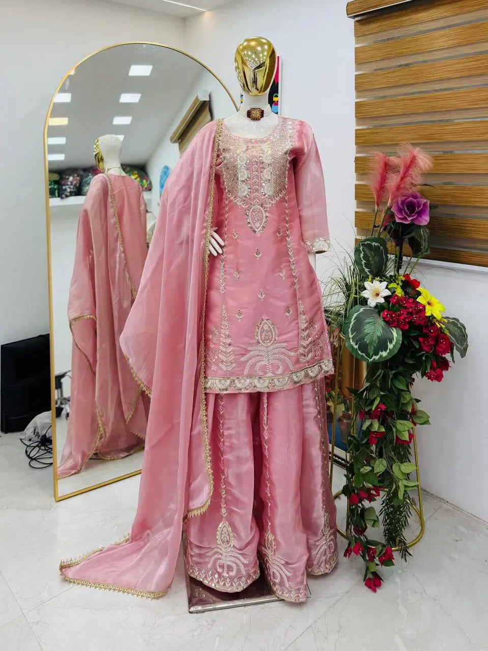 Pastel Shade Orgenza Sequin Sharara Set