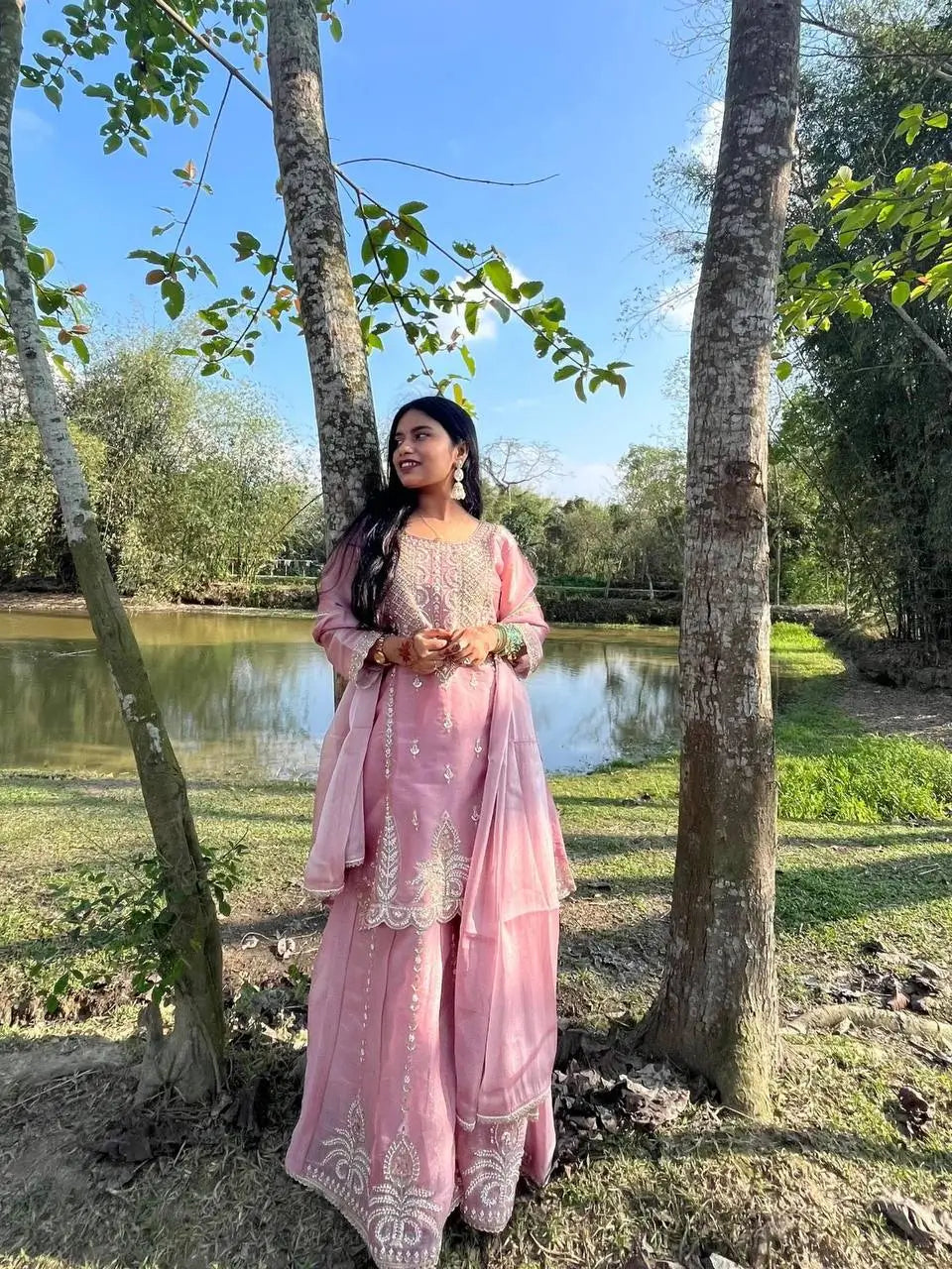 Pastel Shade Orgenza Sequin Sharara Set