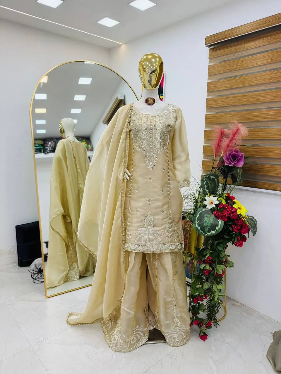Pastel Shade Orgenza Sequin Sharara Set
