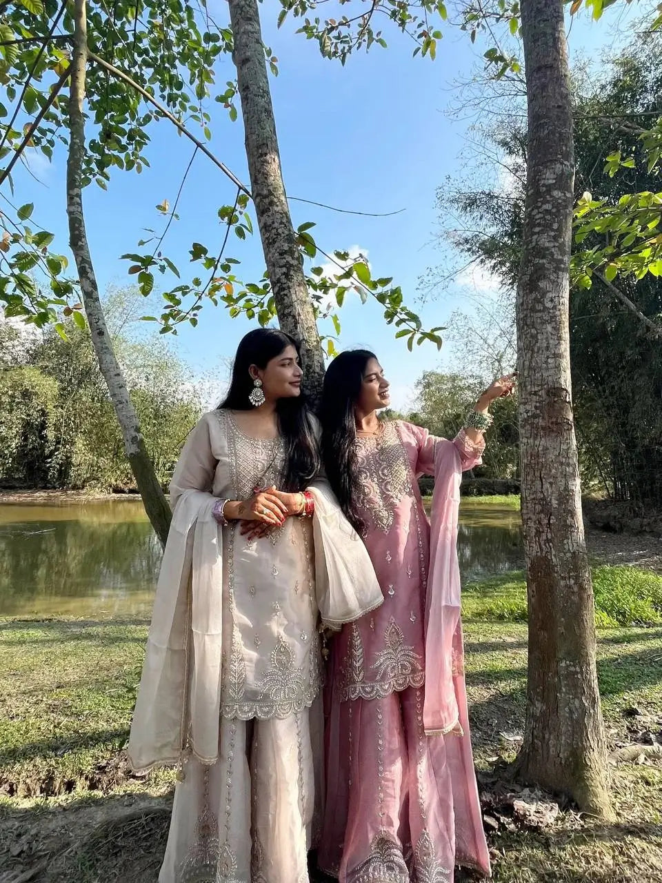 Pastel Shade Orgenza Sequin Sharara Set