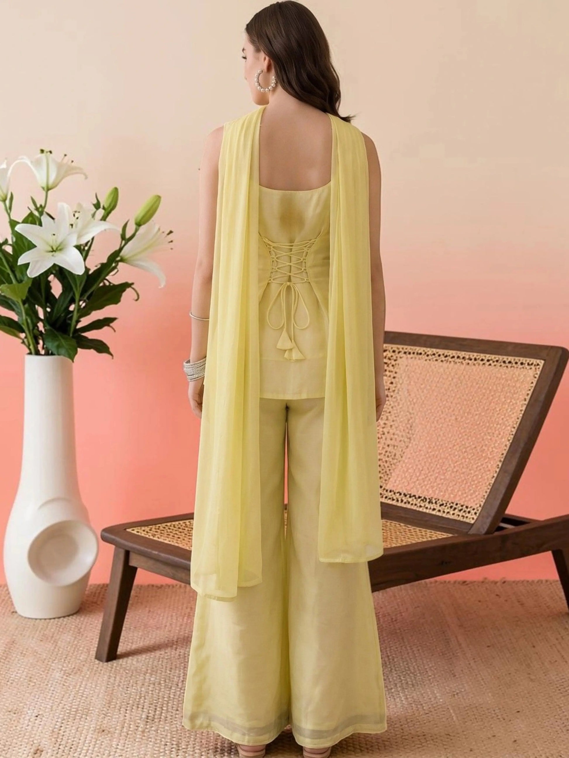 Pastel Yellow Corset Co-ord Set