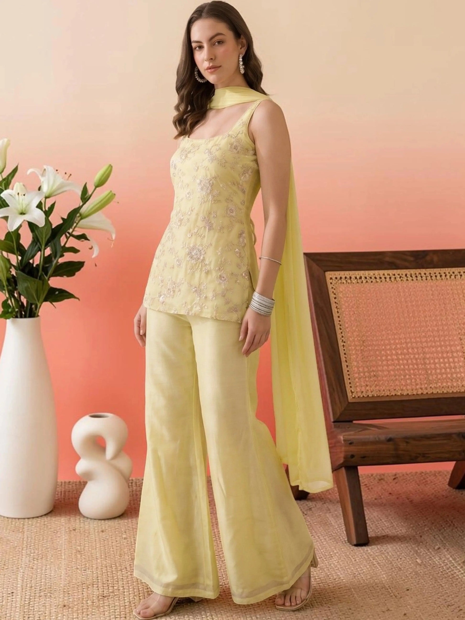 Pastel Yellow Corset Co-ord Set
