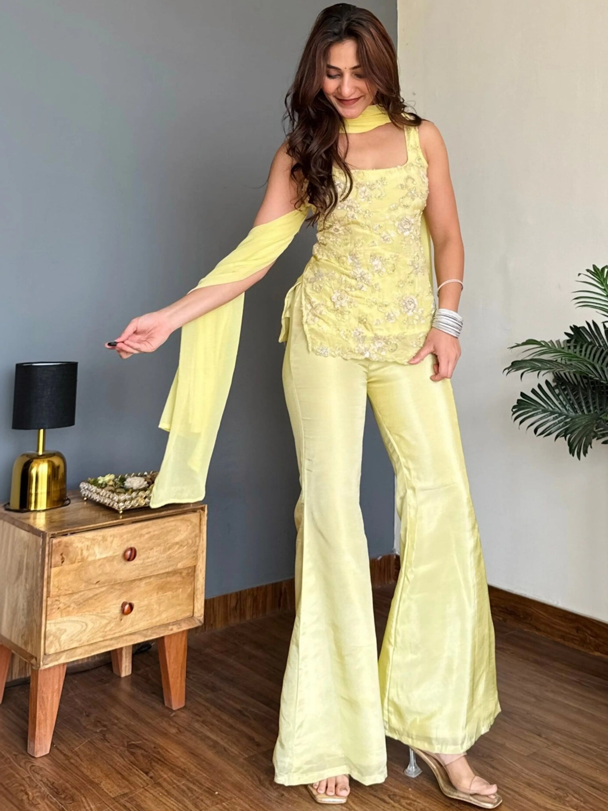 Pastel Yellow Corset Co-ord Set