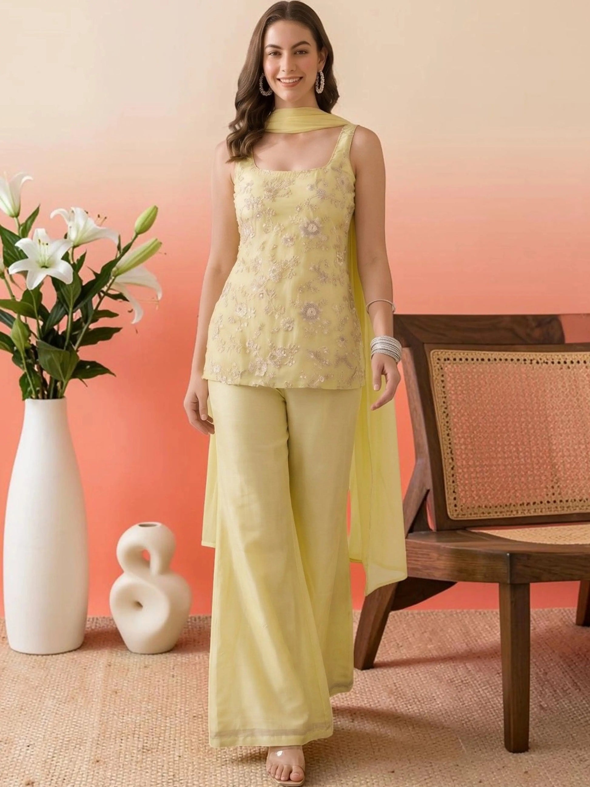 Pastel Yellow Corset Co-ord Set
