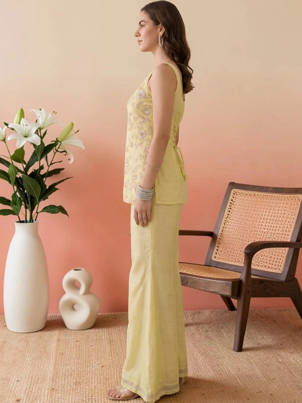 Pastel Yellow Corset Co-ord Set