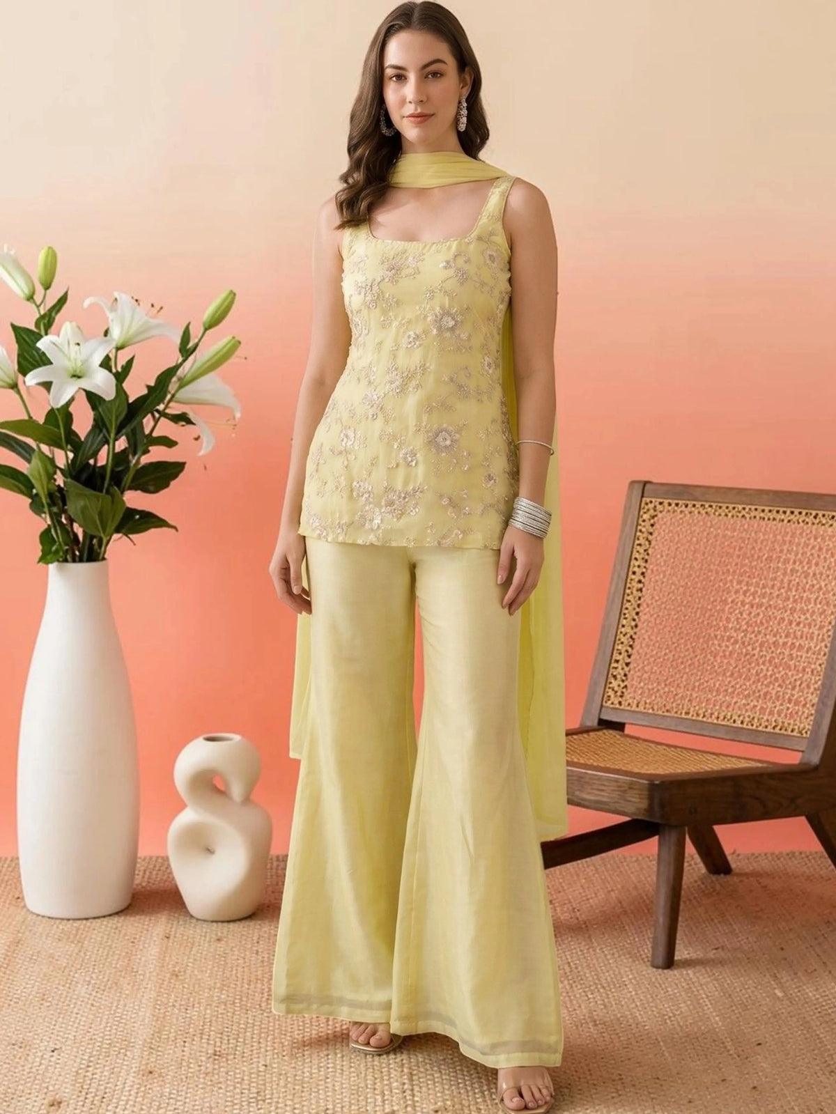 Pastel Yellow Corset Co-ord Set