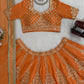 Peach Faux Georgette Thread Sequin Embroidered Lehenga Choli with Dupatta | Wedding Party Wear