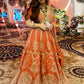 Peach Faux Georgette Thread Sequin Embroidered Lehenga Choli with Dupatta | Wedding Party Wear