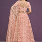Peach Net Embroidered Lehenga Choli Set
