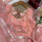 Peach Pink Organza Silk Saree with Cut Dana Hand Work, Golden Moti Border & Blouse Piece