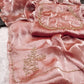 Peach Pink Organza Silk Saree with Cut Dana Hand Work, Golden Moti Border & Blouse Piece