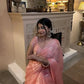 Peach Pink Organza Silk Saree with Cut Dana Hand Work, Golden Moti Border & Blouse Piece