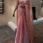 Peach Pink Organza Silk Saree with Cut Dana Hand Work, Golden Moti Border & Blouse Piece