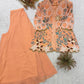 Peach Sequin Floral Kurti Palazzo Set