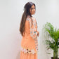 Peach Sequin Floral Kurti Palazzo Set