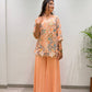 Peach Sequin Floral Kurti Palazzo Set